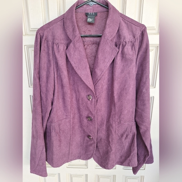 RQT Women's Purple Blouse Long Sleeve Curve Yoke Collar/Cuffs Button Front - Picture 1 of 8